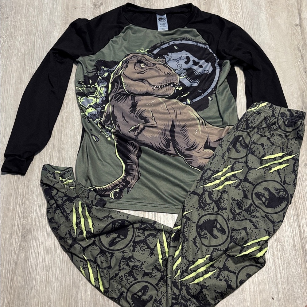 Jurassic Park Dinosaur Pajama Set with T-Rex Design